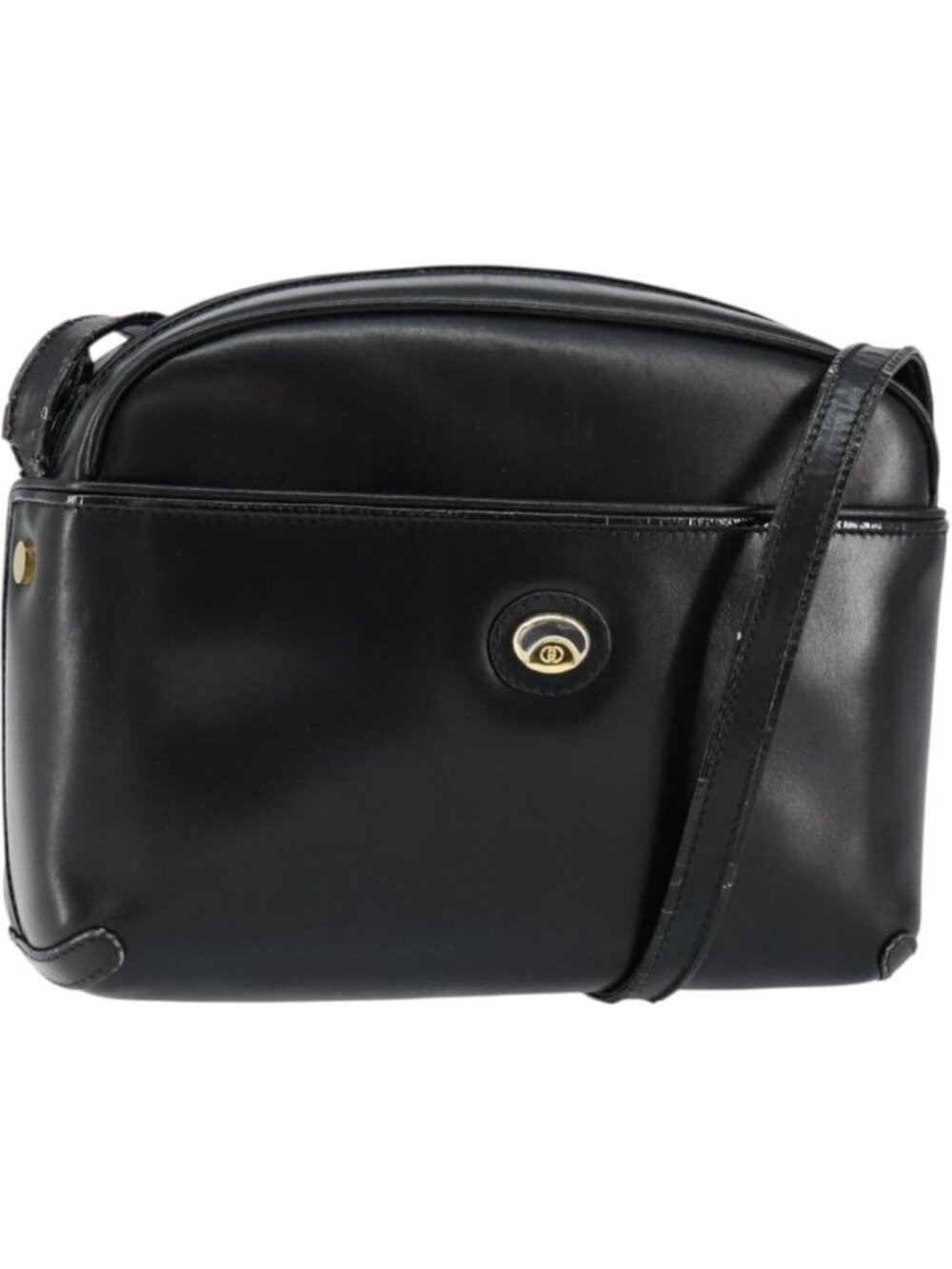 GUCCI Shoulder Bag Leather Black Gold